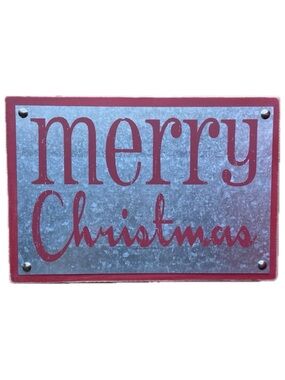 Designs by Kathy Merry Christmas Wood & Galvanized Metal Holiday Decor Sign